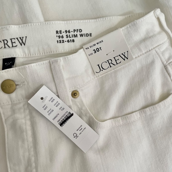 NWT! J. CREW ’96 Slim Wide Jeans Retro Raw Hems Solid White Preppy 30 Tall 30T - Picture 13 of 15